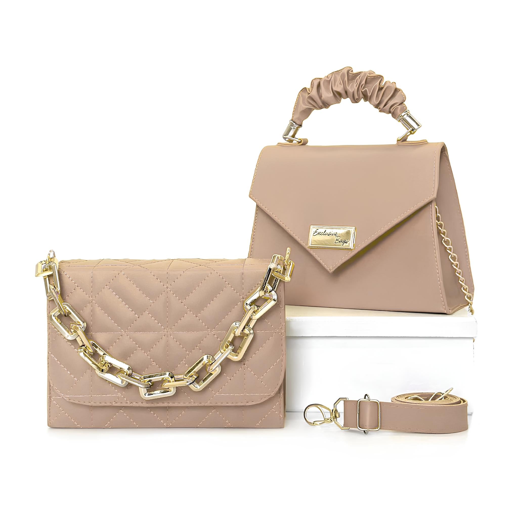 Conjunto de Bolsas Femininas Tiracolo e de Mão em Couro Vegano