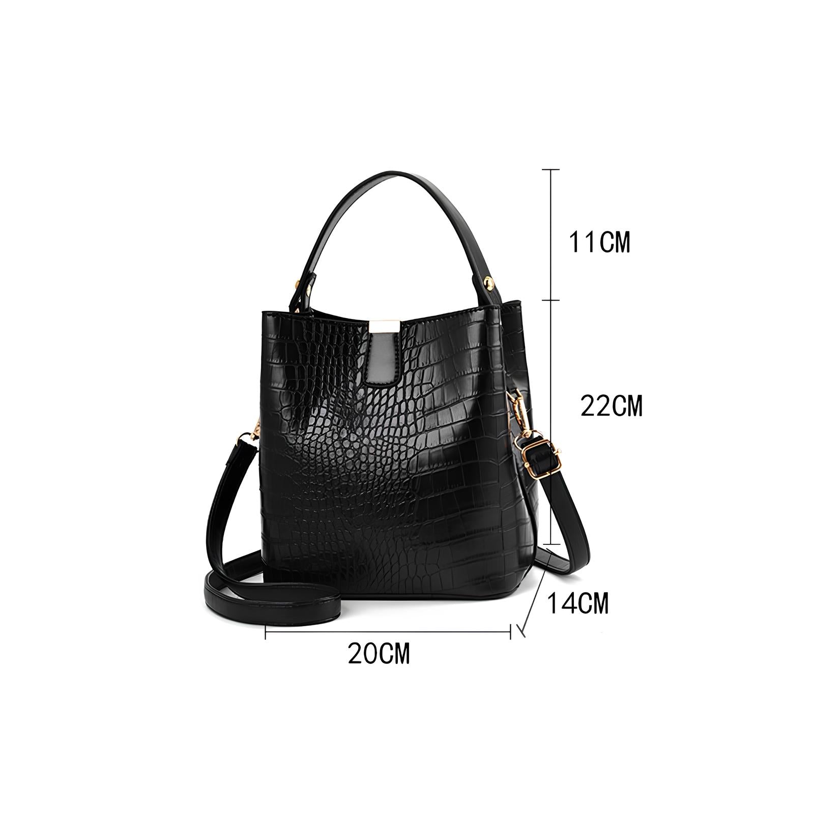 Bolsa Bucket Feminina de Couro Croco | Bolsa de Ombro e Crossbody Elegante
