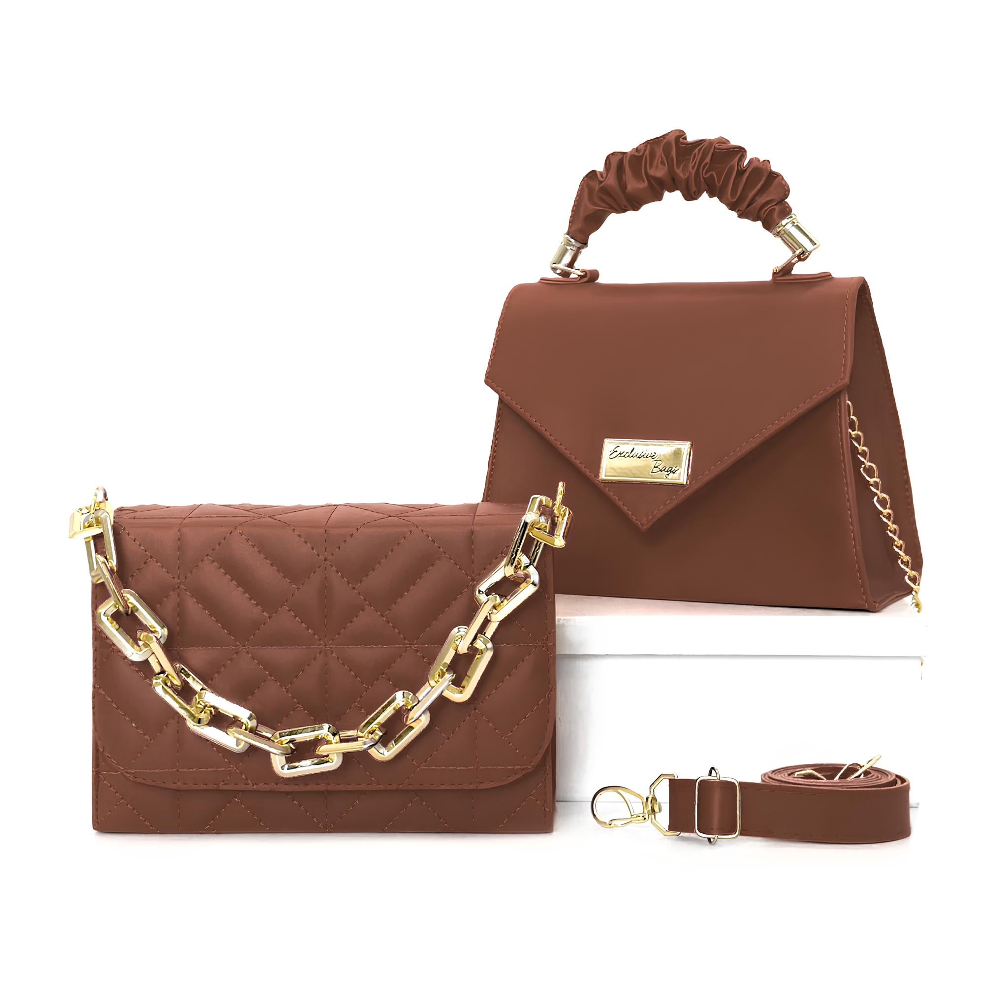 Conjunto de Bolsas Femininas Tiracolo e de Mão em Couro Vegano